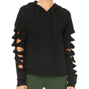 ALO Yoga Slay Pullover Hoodie Vented Black Extra Small Oversized